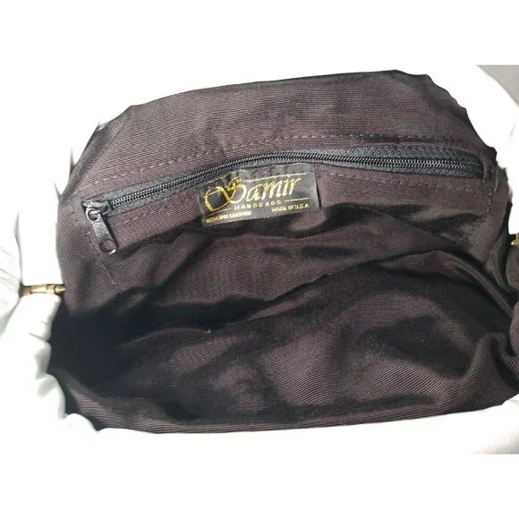 Samir Vtg HandBag White Bright Color Block Zigzag Prints Leather Hinged Purse - Picture 10 of 12